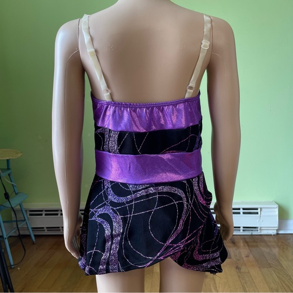 LEOS DANCEWEAR PURPLE BLACK GLITTER DANCE GYMNASTICS TANK TOP COSTUME SZ MEDIUM - Picture 2 of 8
